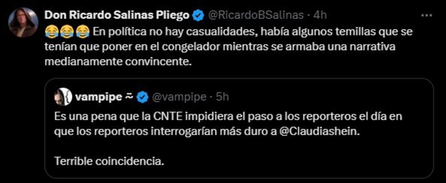 Salinas Pliego reacciona a agresión de maestros de la CNTE a reporteros. Foto: Captura de pantalla