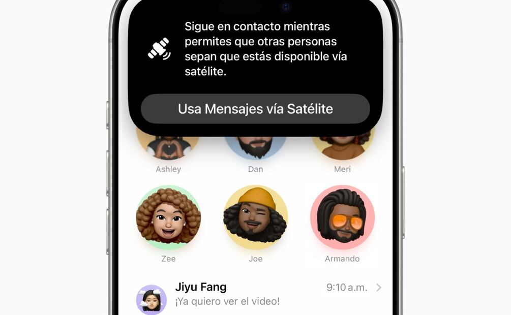 Para los mensajes vía satélite se necesita un iPhone 14 o posterior con iOS 18.4 o posterior instalado. | Foto: cortesía Apple