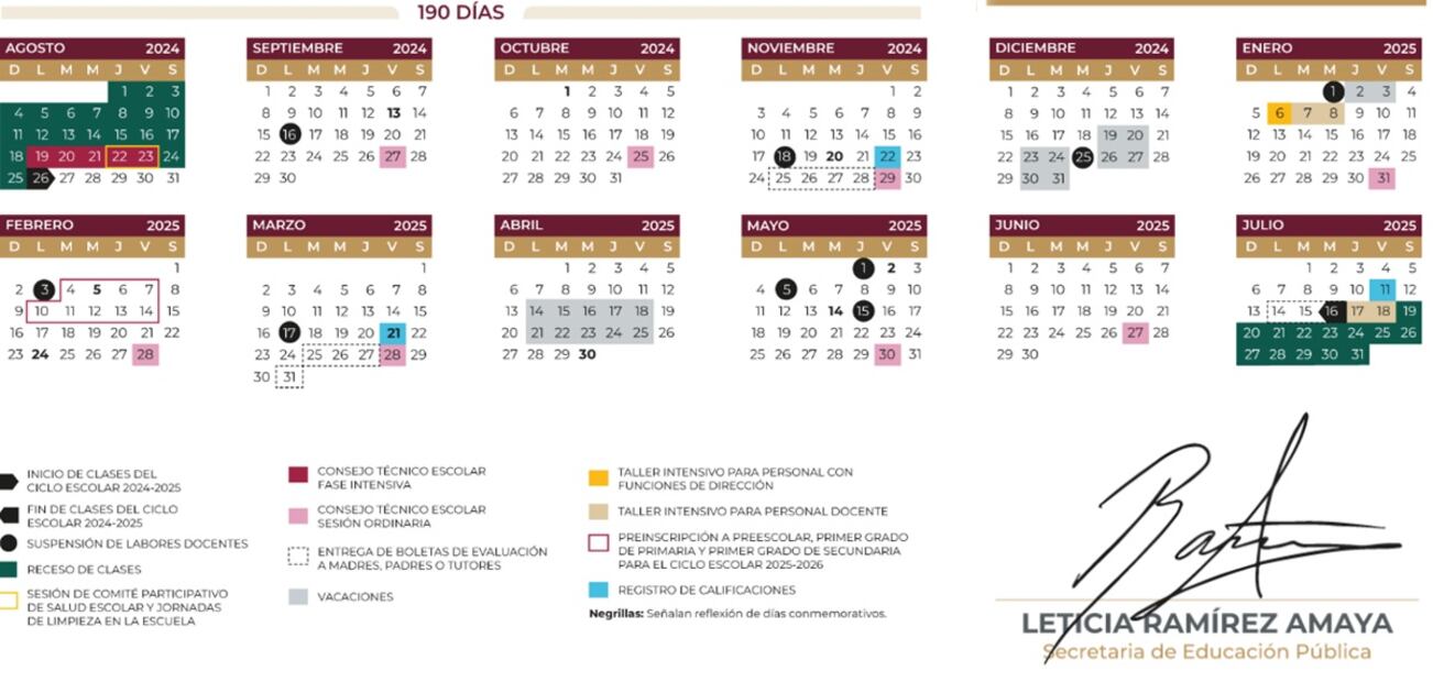 Calendario SEP. Foto: SEP