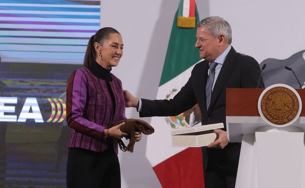 Claudia Sheinbaum, presidenta de México, durante la mañanera del 20 de febrero del 2025 en Palacio Nacional. Foto: Gabriel Pano / EL UNIVERSAL